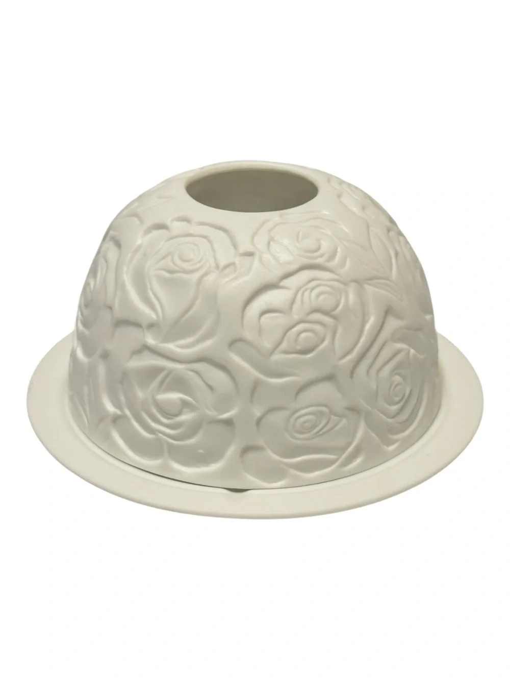 Seagull Studios White Rose Embossed porcelain Candle tea light fairy lamp- NIB